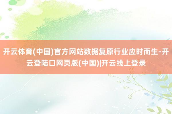 开云体育(中国)官方网站数据复原行业应时而生-开云登陆口网页版(中国)|开云线上登录